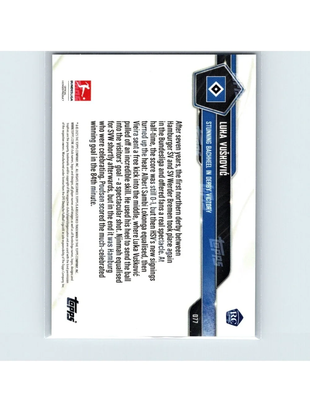2025-26 Topps Now Bundesliga - Luka Vuskovic RC #77 - Stunning Backheel